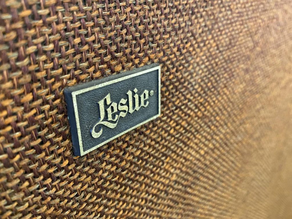 Leslie badge on a 110 cabinet
