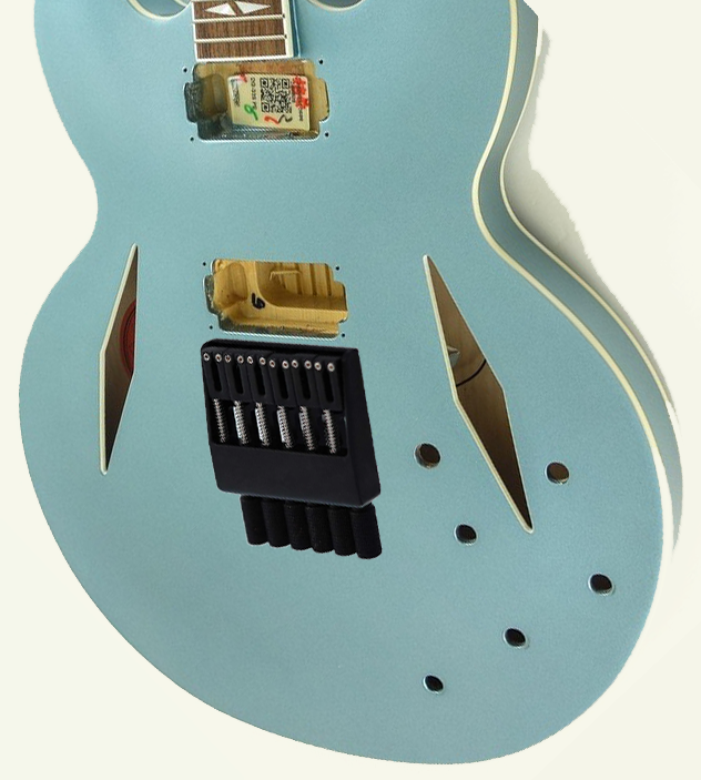 DG-335 guitar with a headless bridge attached.